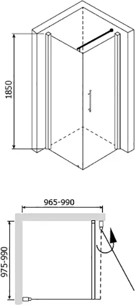 Габаритная схема Душевой уголок RGW Passage PA-33 100х100