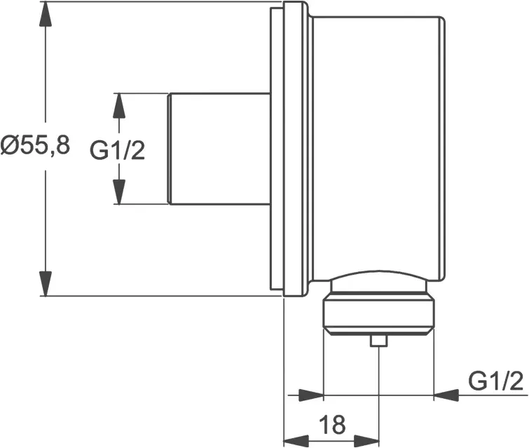 Габаритная схема Душевой комплект Ideal Standard Ceraflex BC447AA с внутренней частью