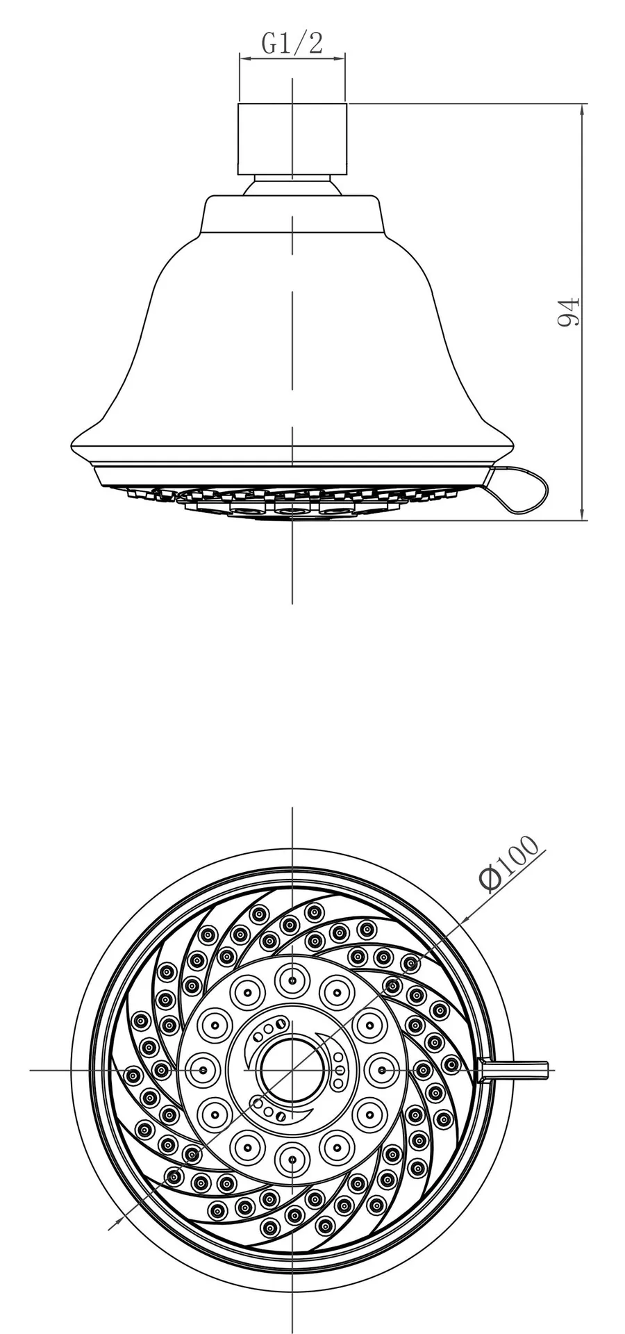 Габаритная схема Верхний душ Lemark LM8040C