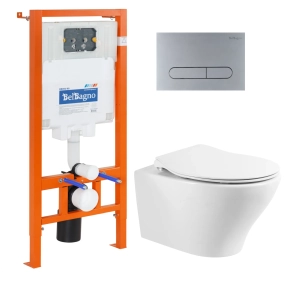 Комплект BelBagno Acqua BB340CHR/BB2020SC/BB002-80/BB006-PR-CHROME.M кнопка смыва хром матовый 