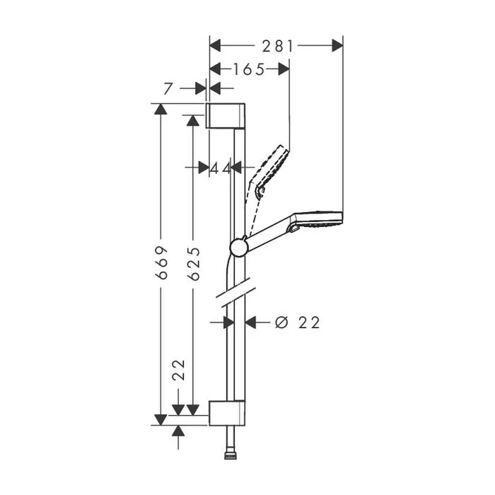 Габаритная схема Душевой гарнитур Hansgrohe Crometta 26532400