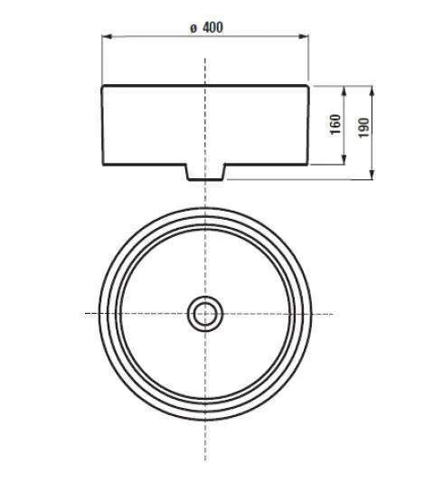 Габаритная схема Мебельная раковина Roca Mila 40х40 32700C000