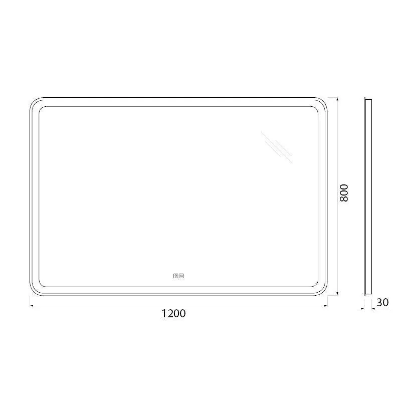 Габаритная схема Зеркало BelBagno SPC-MAR-1200-800-LED-TCH-WARM
