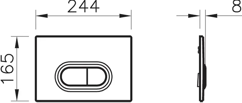 Габаритная схема Кнопка смыва Vitra Loop O 740-0580 хром
