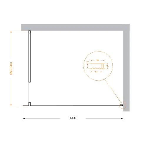 Габаритная схема Душевая перегородка BelBagno Kraft L-1-120-C-Cr
