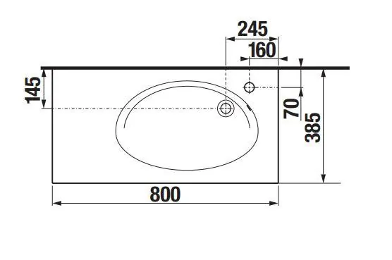 Габаритная схема Раковина Roca Etna 80 32700A000