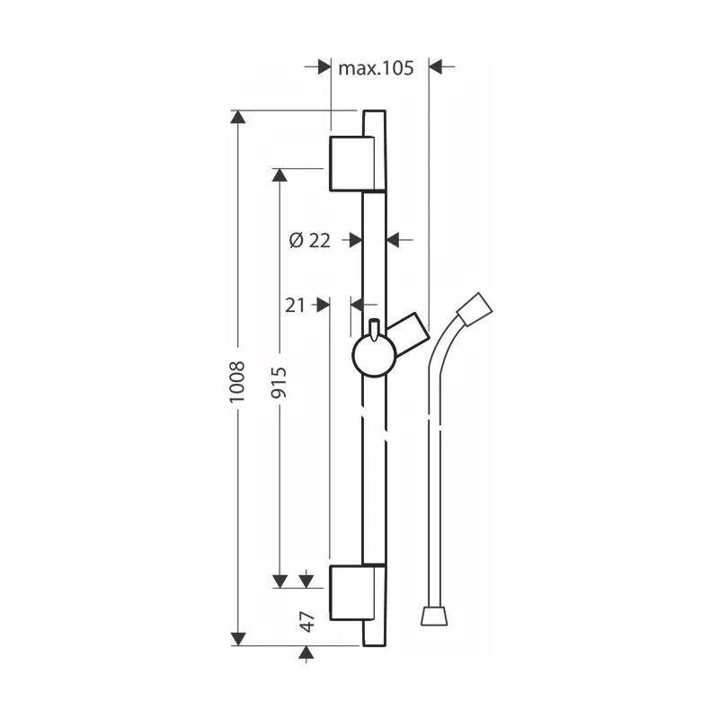 Габаритная схема Душевая штанга Hansgrohe Unica 28631700