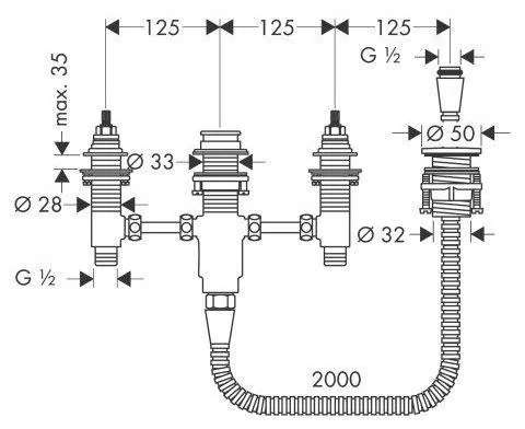 Габаритная схема Скрытая часть Hansgrohe 13244180