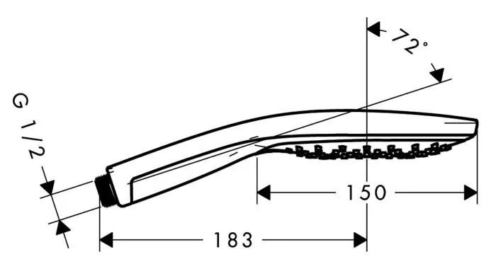 Габаритная схема Душевая лейка Hansgrohe Raindance Select S 28587000