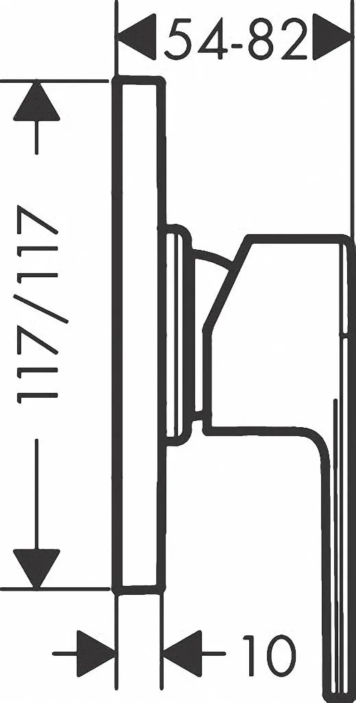 Габаритная схема Смеситель Hansgrohe Vernis Shape 71658670 для душа