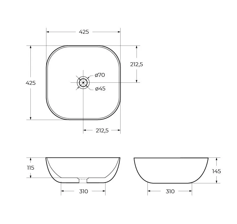 Габаритная схема Раковина BelBagno BB1301 40 см