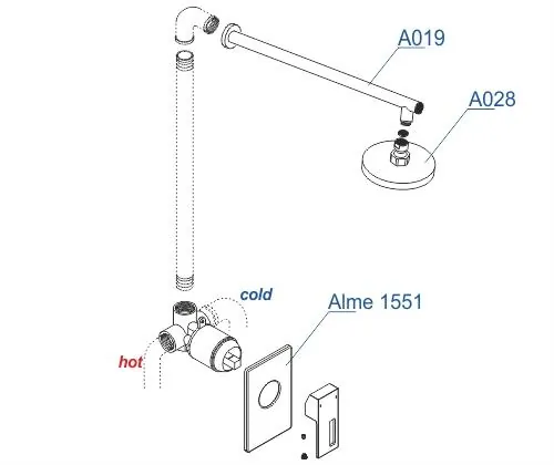 Габаритная схема Душевой комплект Wasserkraft Alme A12528