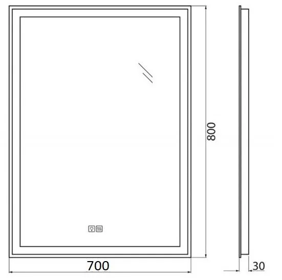 Габаритная схема Зеркало BelBagno SPC-GRT-700-800-LED-TCH-WARM