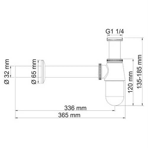 Габаритная схема Сифон для раковины Wasserkraft A071