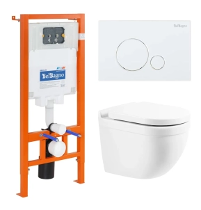 Комплект BelBagno Senso-R BB017CHR/BB865SC/BB002-80/BB014-SR-BIANCO кнопка смыва белая 