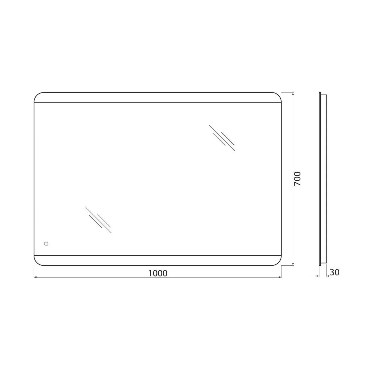 Габаритная схема Зеркало BelBagno SPC-CEZ-1000-700-LED-TCH