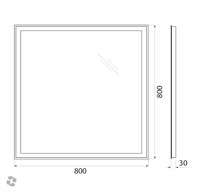 Габаритная схема Зеркало BelBagno SPC-GRT-800-800-LED-BTN