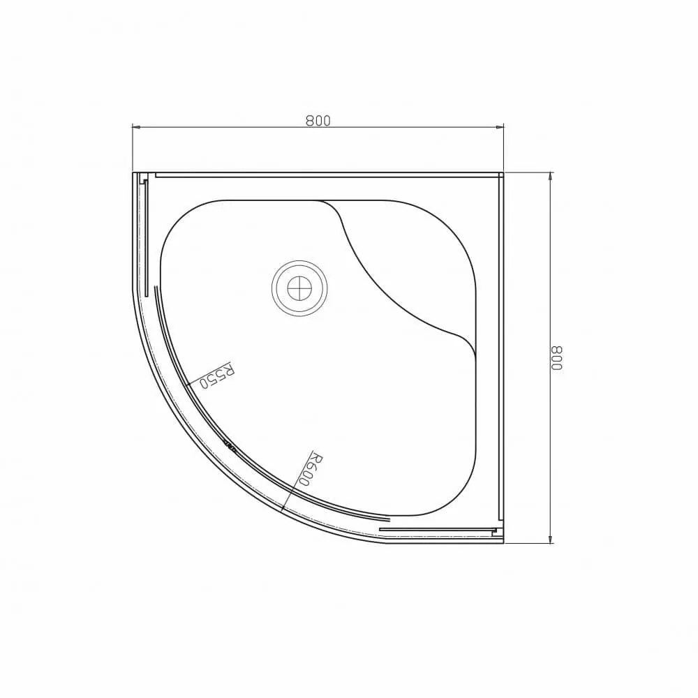 Габаритная схема Душевой уголок Berges Wasserhaus Solo R 061101 80х80