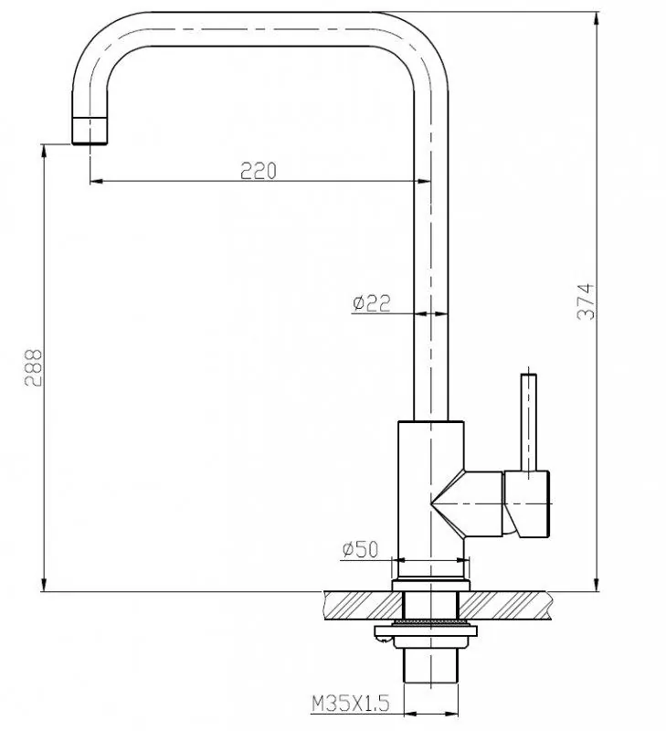 Габаритная схема Смеситель BelBagno BB-LAM03A-IN для кухонной мойки