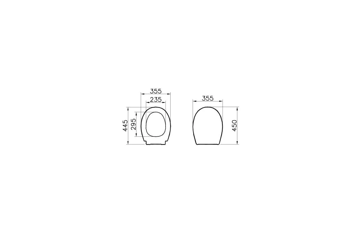 Габаритная схема Крышка-сиденье Vitra Universal 84-003-019 с микролифтом