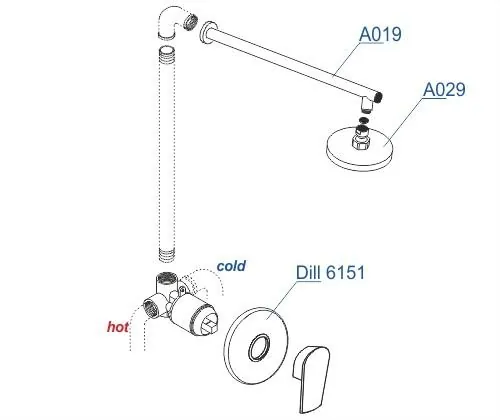 Габаритная схема Душевой комплект Wasserkraft Dill A12629