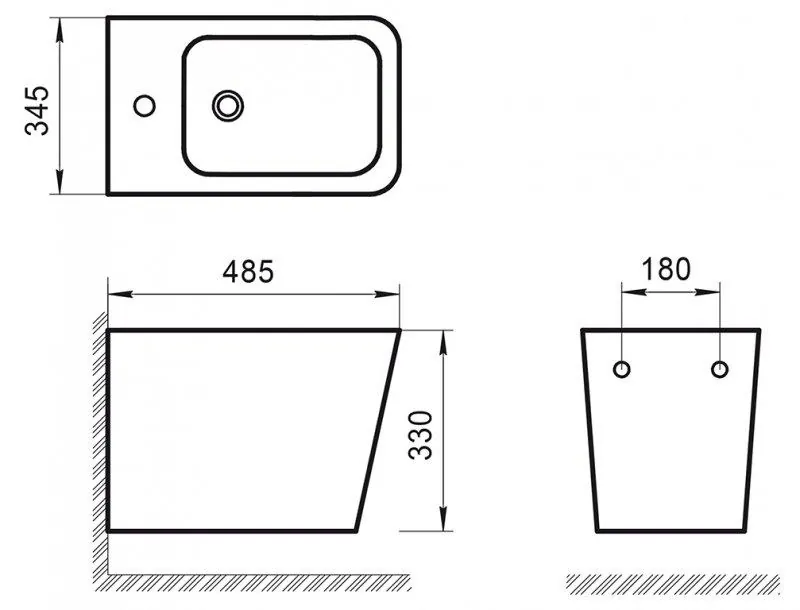 Габаритная схема Биде подвесное BelBagno Ardente-R BB0520BH