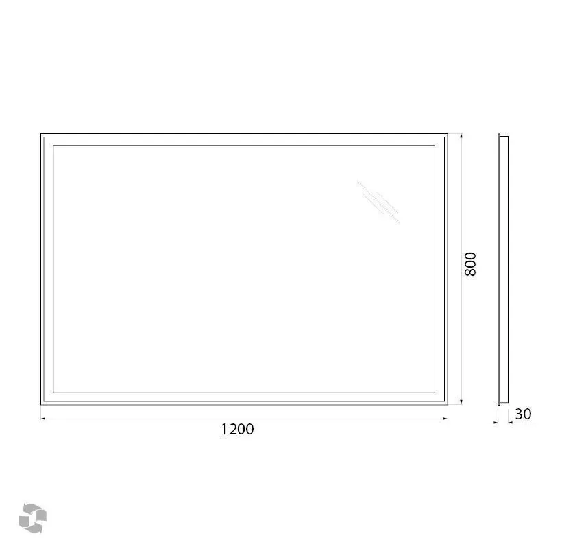 Габаритная схема Зеркало BelBagno SPC-GRT-1200-800-LED-BTN