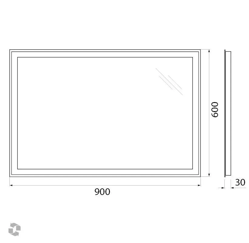 Габаритная схема Зеркало BelBagno SPC-GRT-900-600-LED-BTN