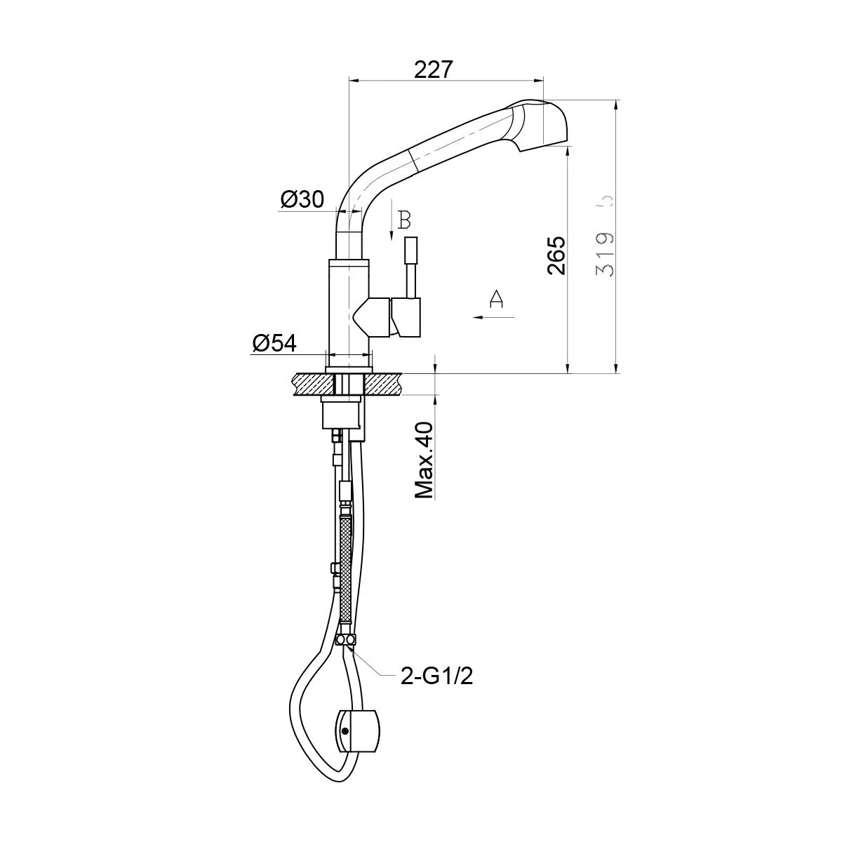 Габаритная схема Смеситель Lemark Expert LM5076S для кухонной мойки