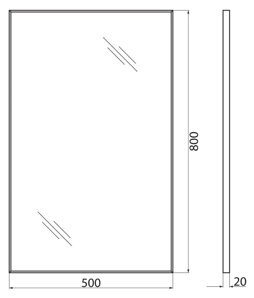 Габаритная схема Зеркало BelBagno SPC-AL-500-800