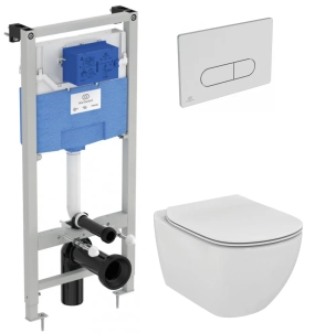 Комплект Ideal Standard Tesi P386801 (подвесной унитаз + инсталляция + кнопка + сиденье) 