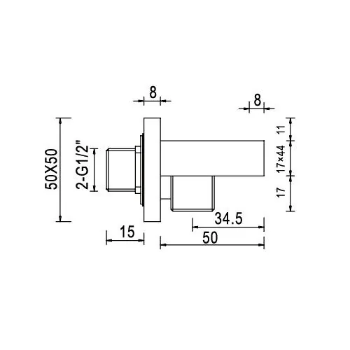 Габаритная схема Шланговое подключение RGW Shower Panels SP-182 держатель для душа