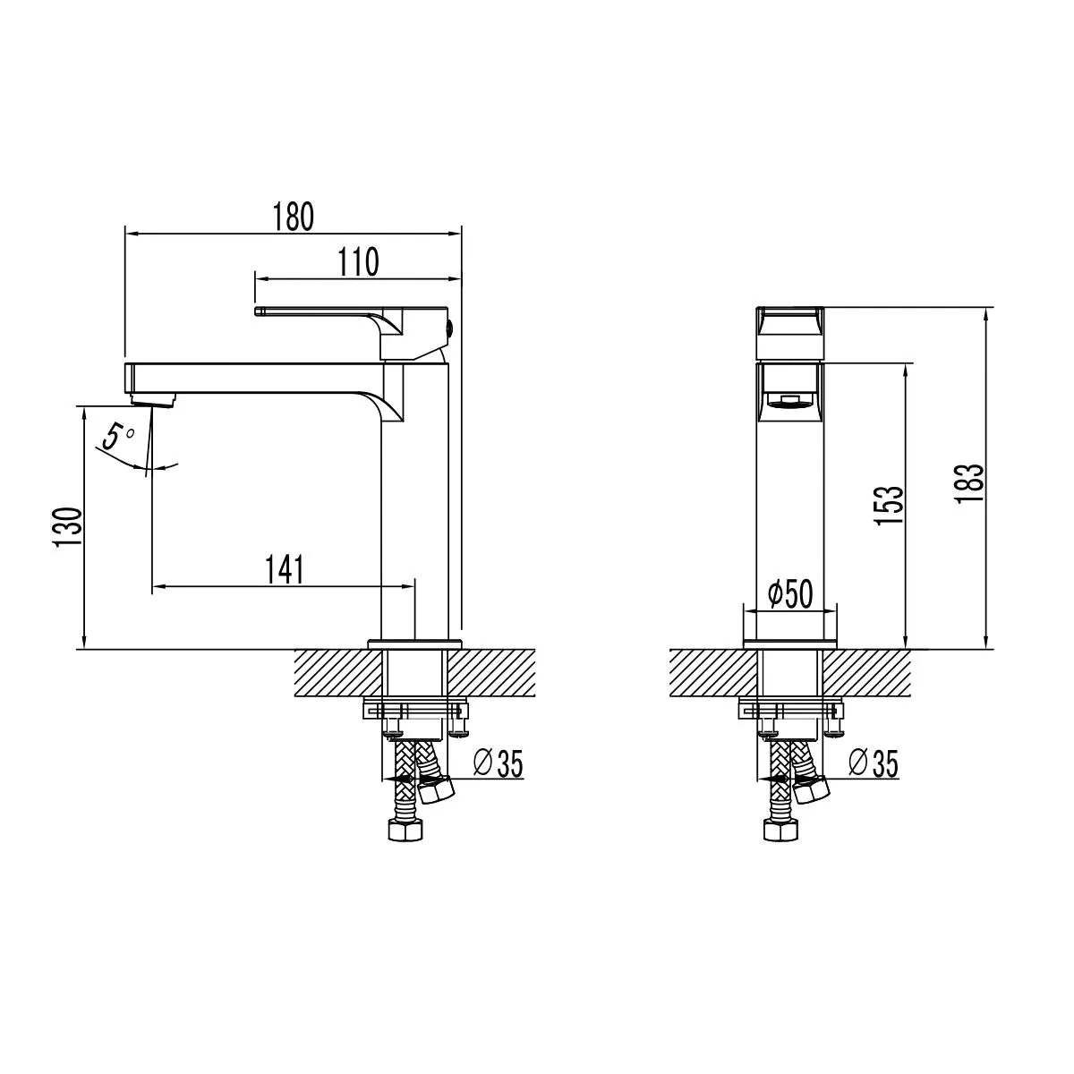 Габаритная схема Смеситель Lemark Plus Grace LM1537C для раковины