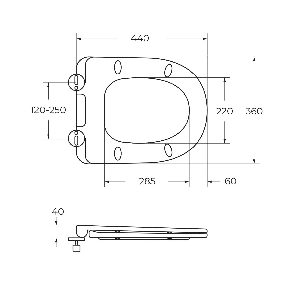 Габаритная схема Унитаз подвесной BelBagno Sfera-R BB046CHR/BB870SC безободковый