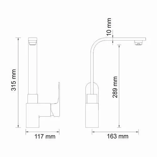 Габаритная схема Смеситель Wasserkraft Dinkel 5807 для кухонной мойки