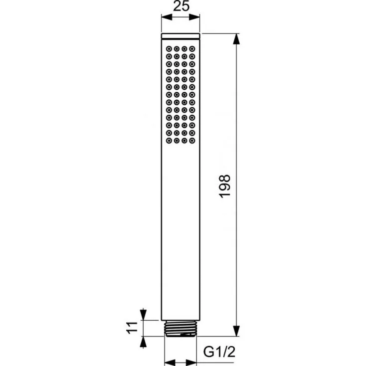 Габаритная схема Душевая лейка Ideal Standard IdealRain BC774XG, черный матовый