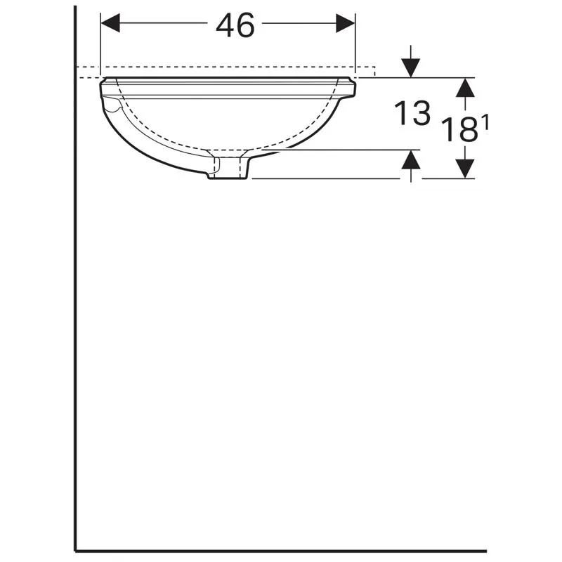 Габаритная схема Раковина Geberit VariForm 500.752.01.2 56 см
