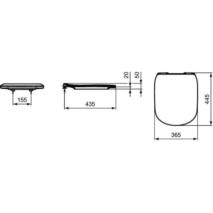 Габаритная схема Крышка-сиденье Ideal Standard Tesi T3527V3