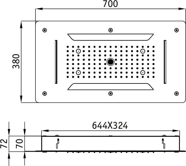 Габаритная схема Верхний душ RGW Shower Panels SP-71