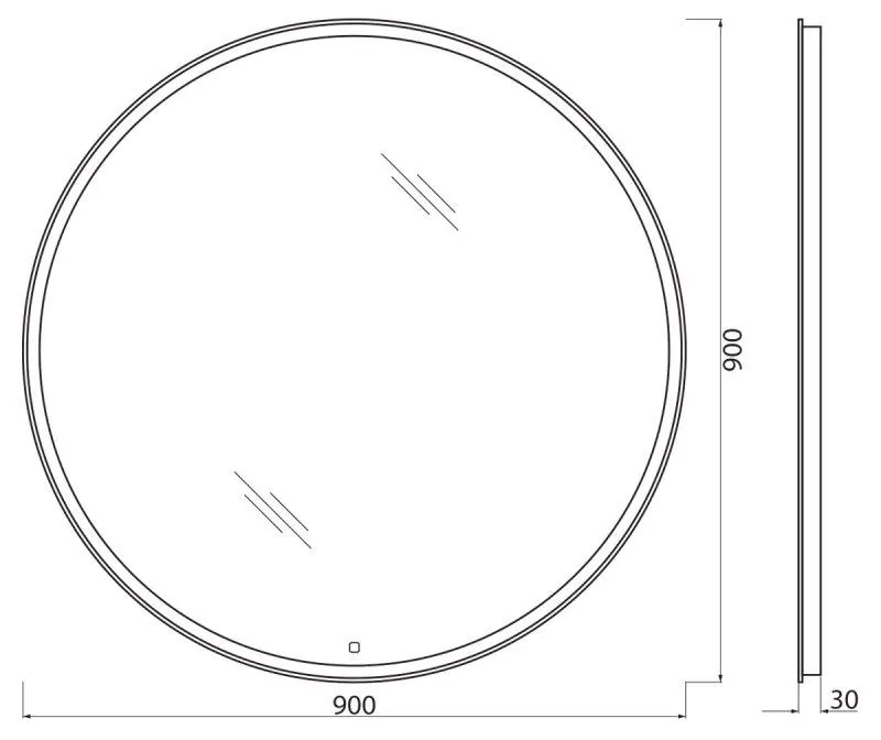 Габаритная схема Зеркало BelBagno SPC-RNG-900-LED-TCH
