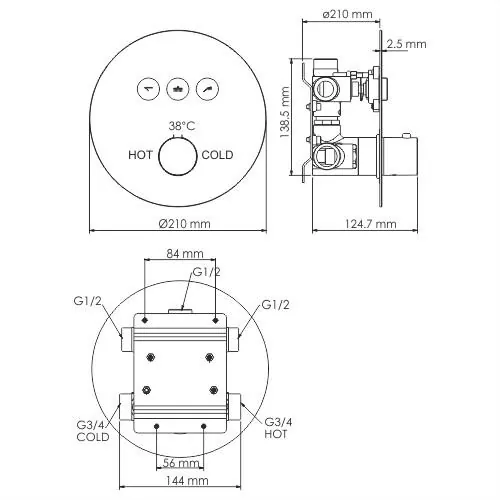 Габаритная схема Душевой комплект Wasserkraft Dinkel A175817