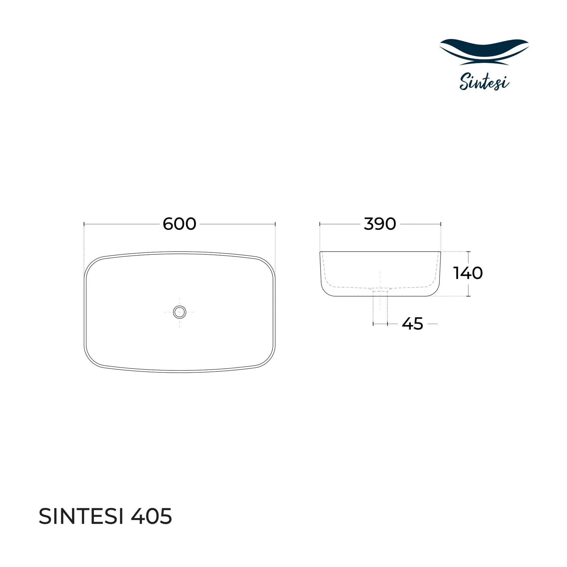 Габаритная схема Раковина Sintesi LVB-APP-405 60 см