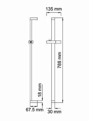 Габаритная схема Душевая штанга Wasserkraft A037