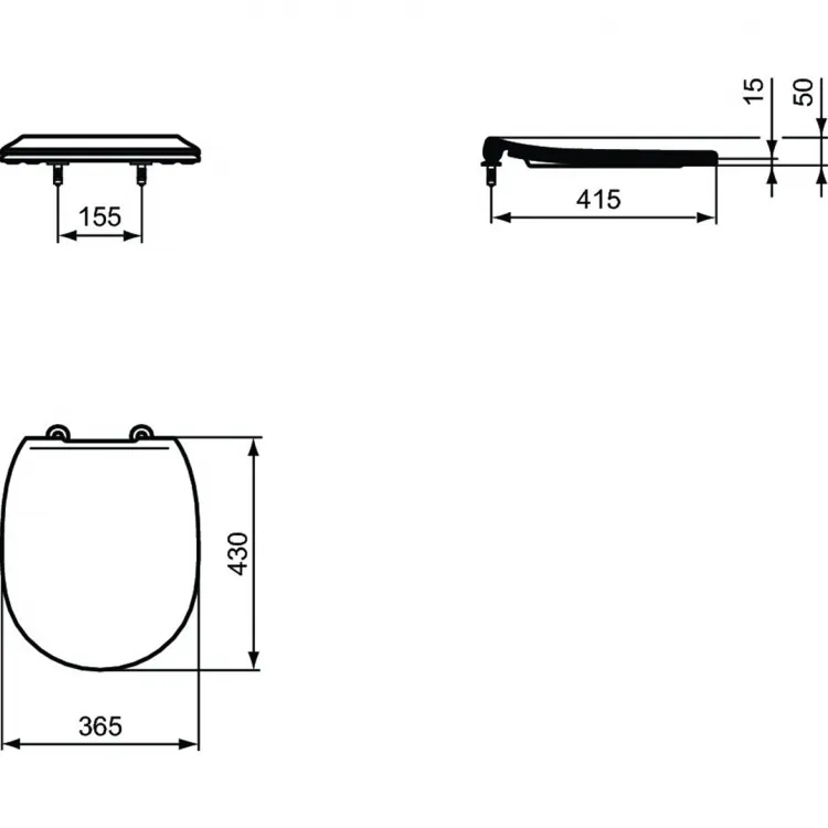Габаритная схема Крышка-сиденье Ideal Standard Connect E772401 с микролифтом