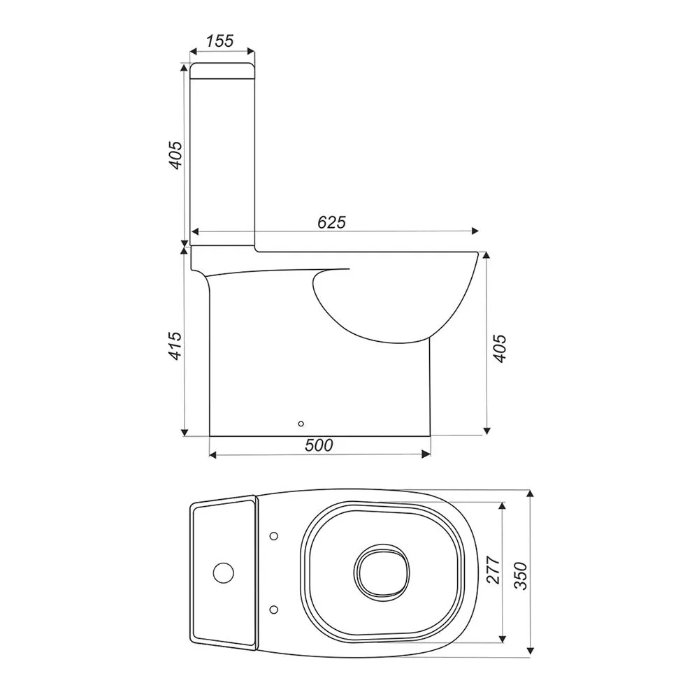 Габаритная схема Унитаз-компакт Sanita luxe Quadro QDRSLCC01151022 с микролифтом
