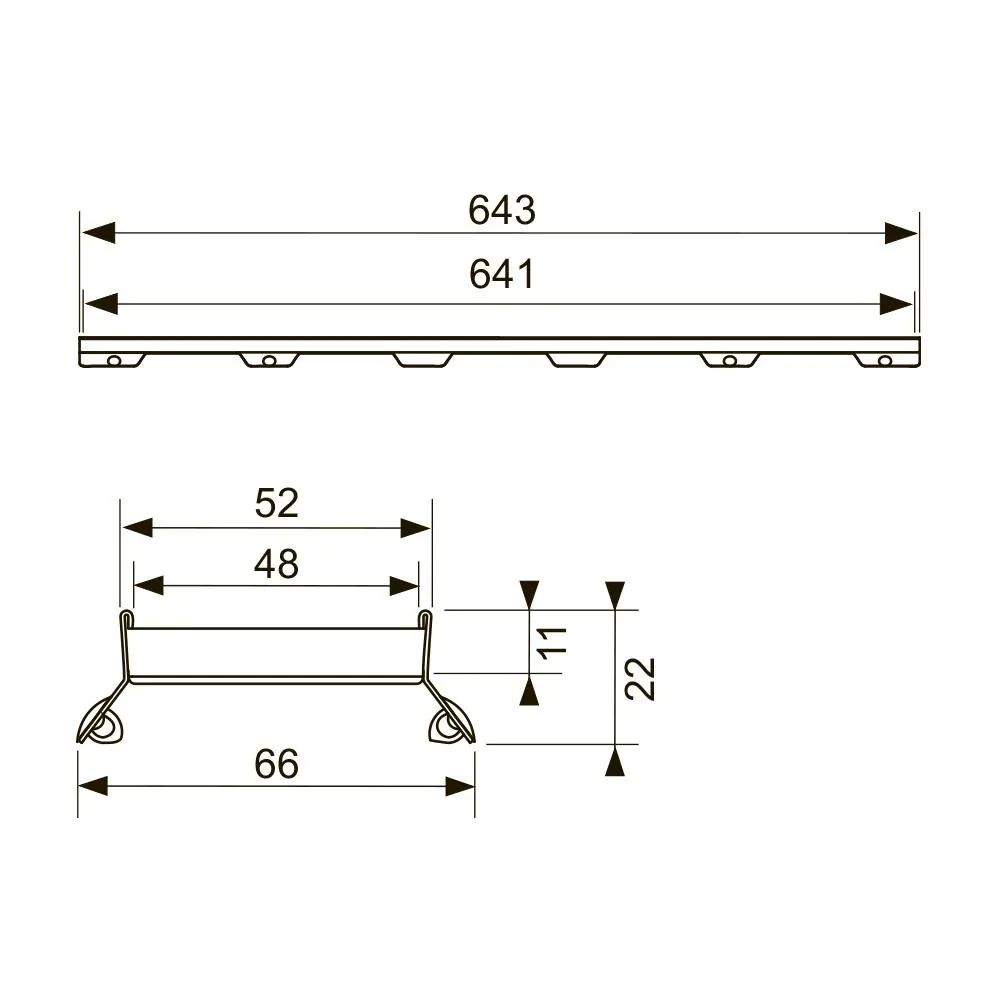 Габаритная схема Решетка TECE TECEdrainline Plate II 600772 70 см