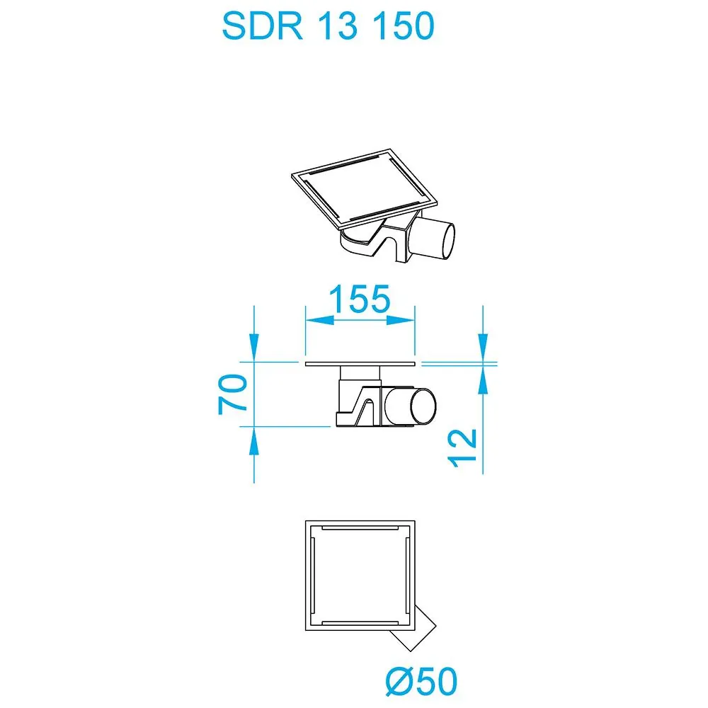 Габаритная схема Душевой трап RGW Shower Drain SDR-13B 47211315-04