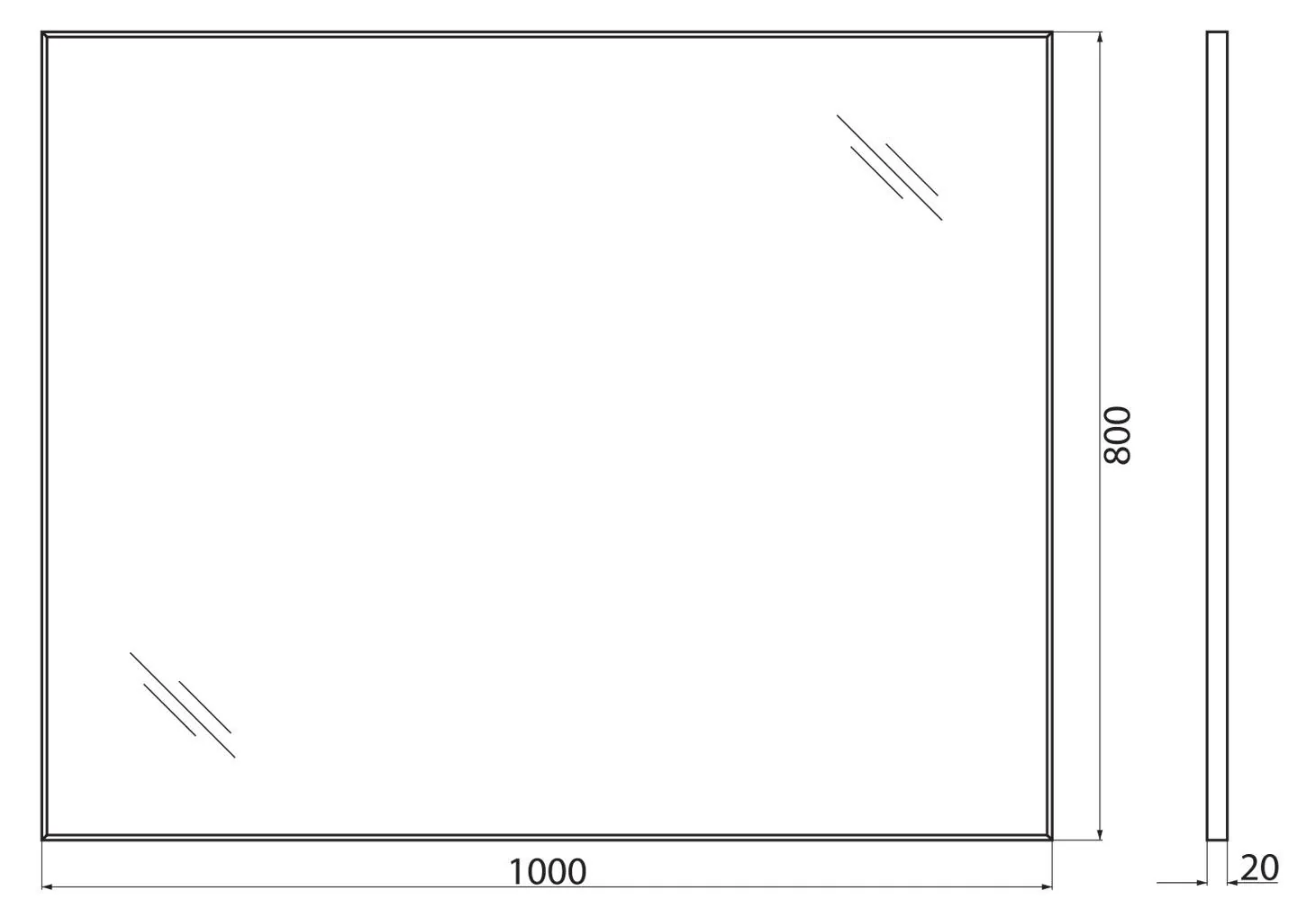 Габаритная схема Зеркало BelBagno SPC-AL-1000-800
