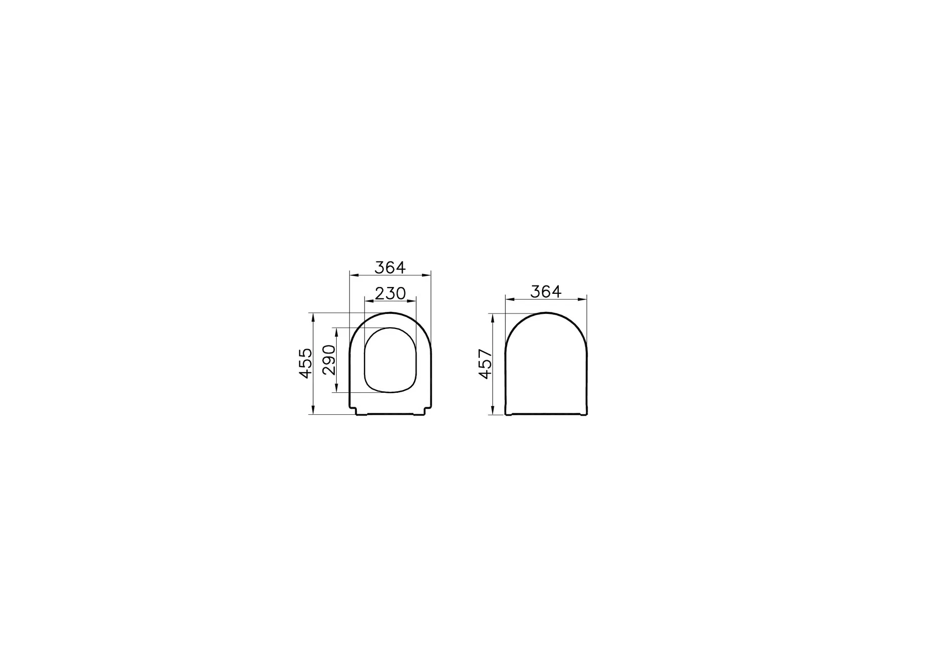 Габаритная схема Крышка-сиденье Vitra S50 110-003-019 тонкое с микролифтом