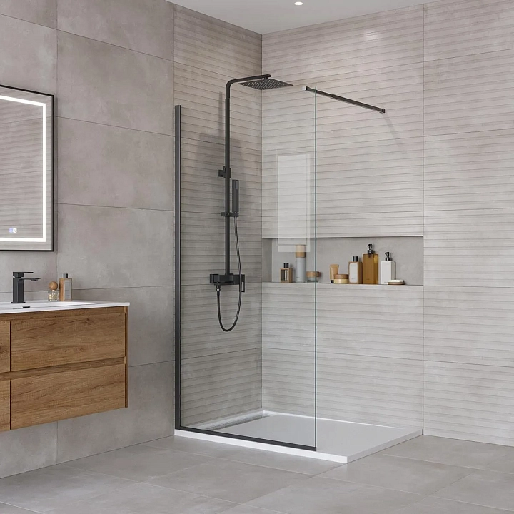 Душевая перегородка BelBagno Kraft L-1-90-C-NERO